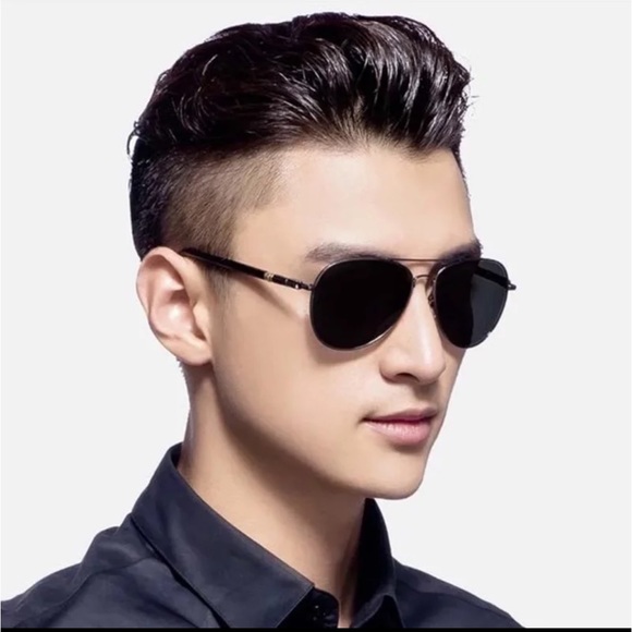 Mens Metal Aviator Sunglasses Gunmetal Gray Frames Polarized Lenses New - Picture 8 of 8